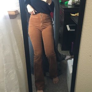 Flare boot zip up brown comfy pants